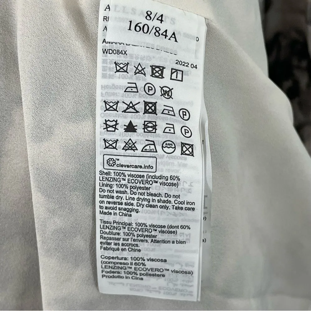 NWT All‎ Saints Amara Laertes Midi Dress Size 4 Ecru Leopard Print Long Sleeve - Image 11