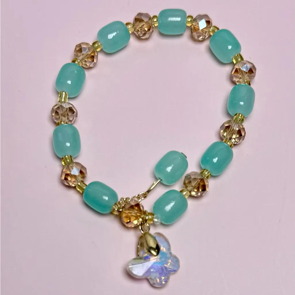 Elegant Beaded Bracelet Set with Key Charm (Set T) Blue - Image 3