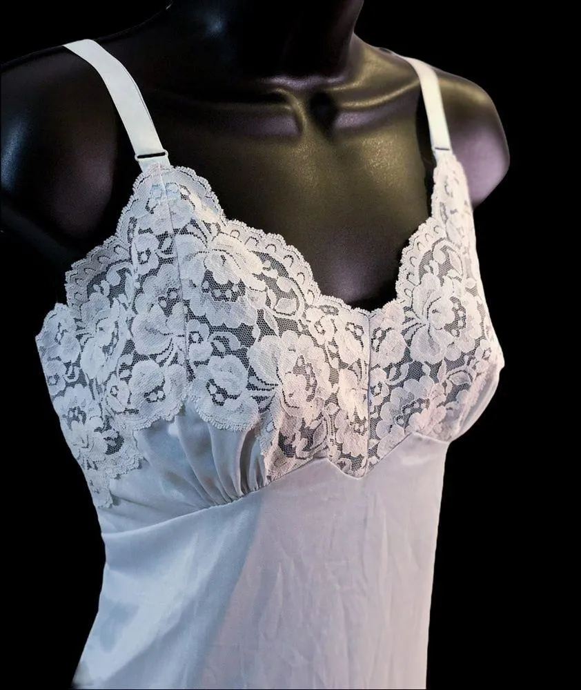 Vintage Light Blue Lace Neckline Slip Dress - Image 11