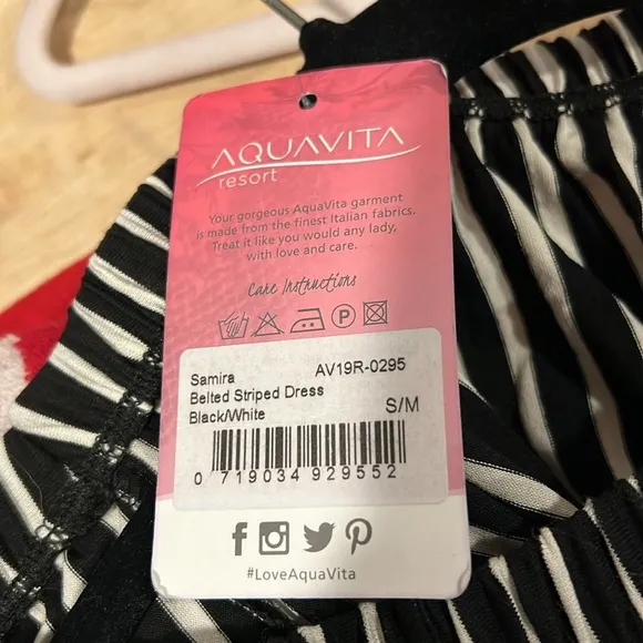 Aquavita Samira belted, striped black and white dress small medium‎ new tags - Image 5