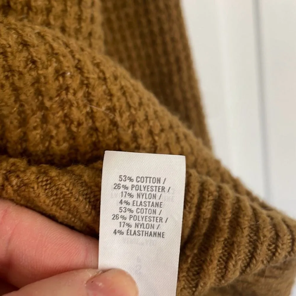 Aerie cozy up brown waffled knit hooded sweater size small - Image 6