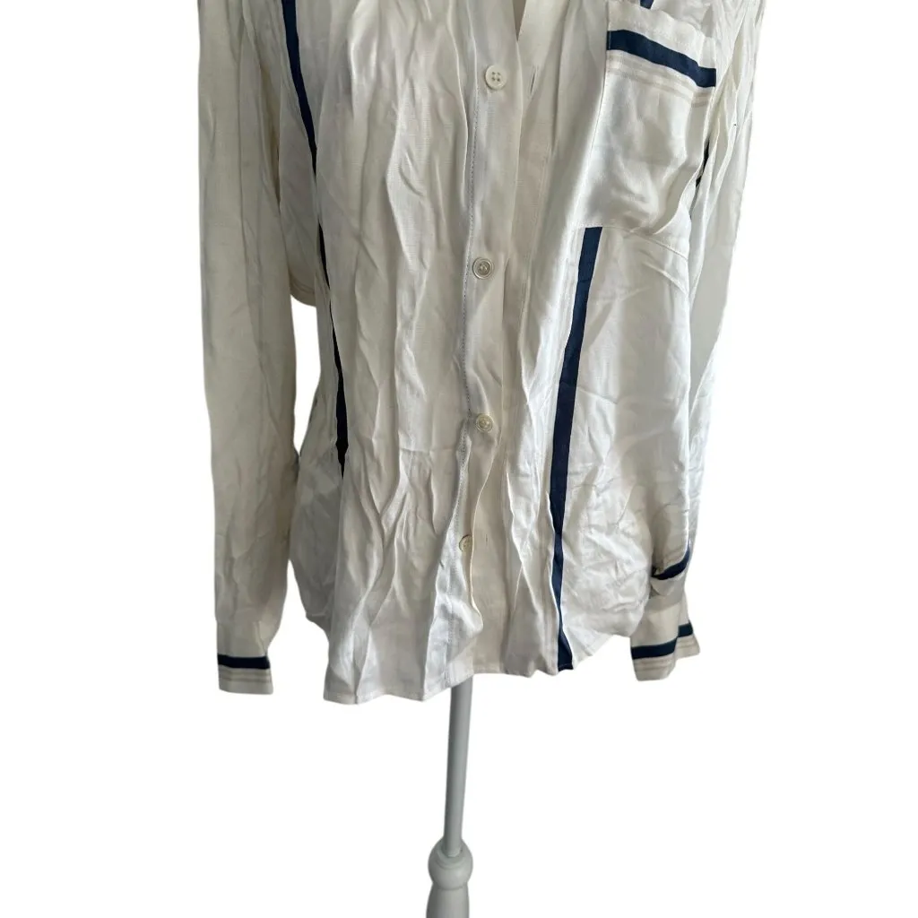 FRAME Women's White Striped Long Sleeve Button Down Shirt Size Small - Image 5