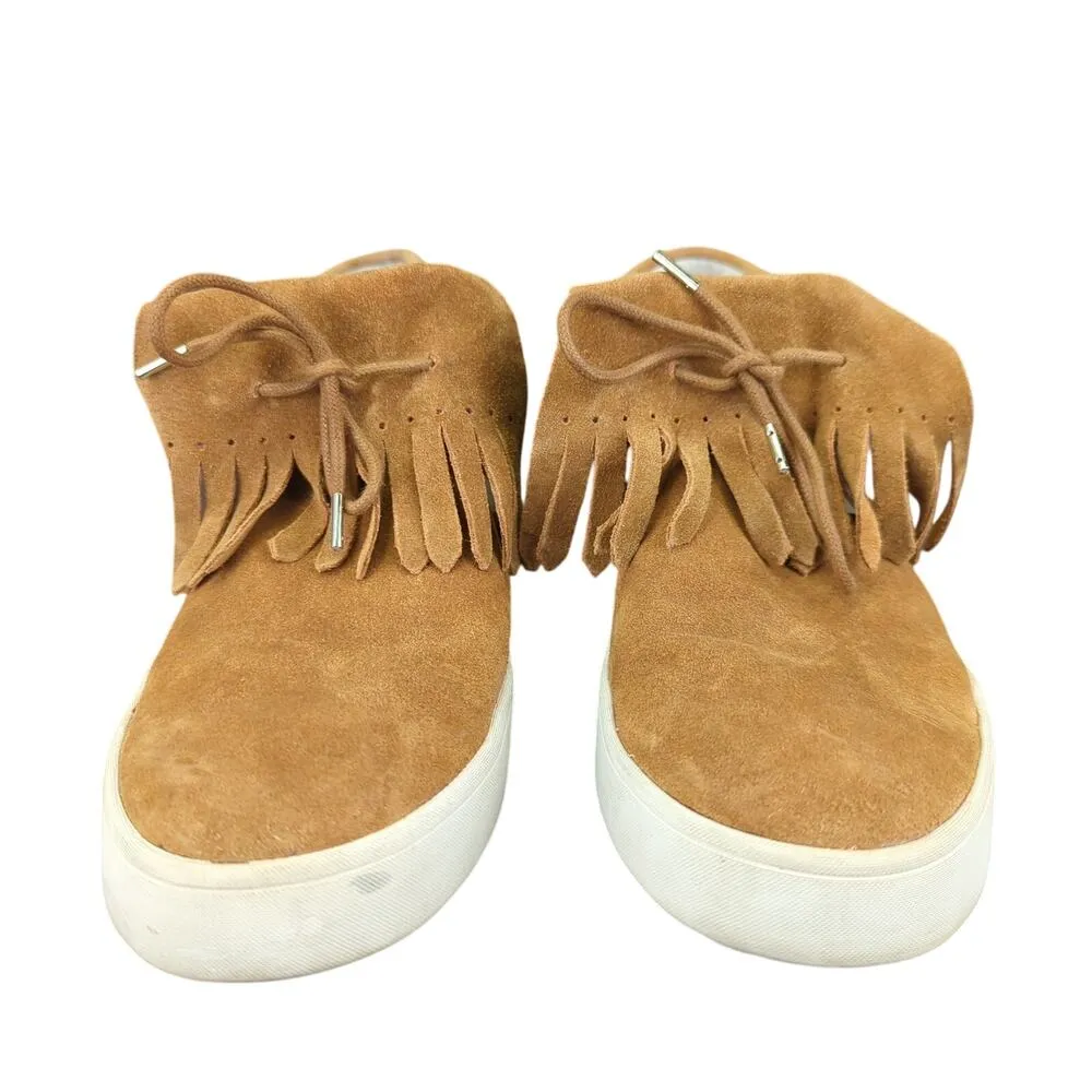 Derek Lam 10 Crosby Luca Fringe Sneakers Toffee Suede Leather Loafers Womens 9.5 Brown - Image 3