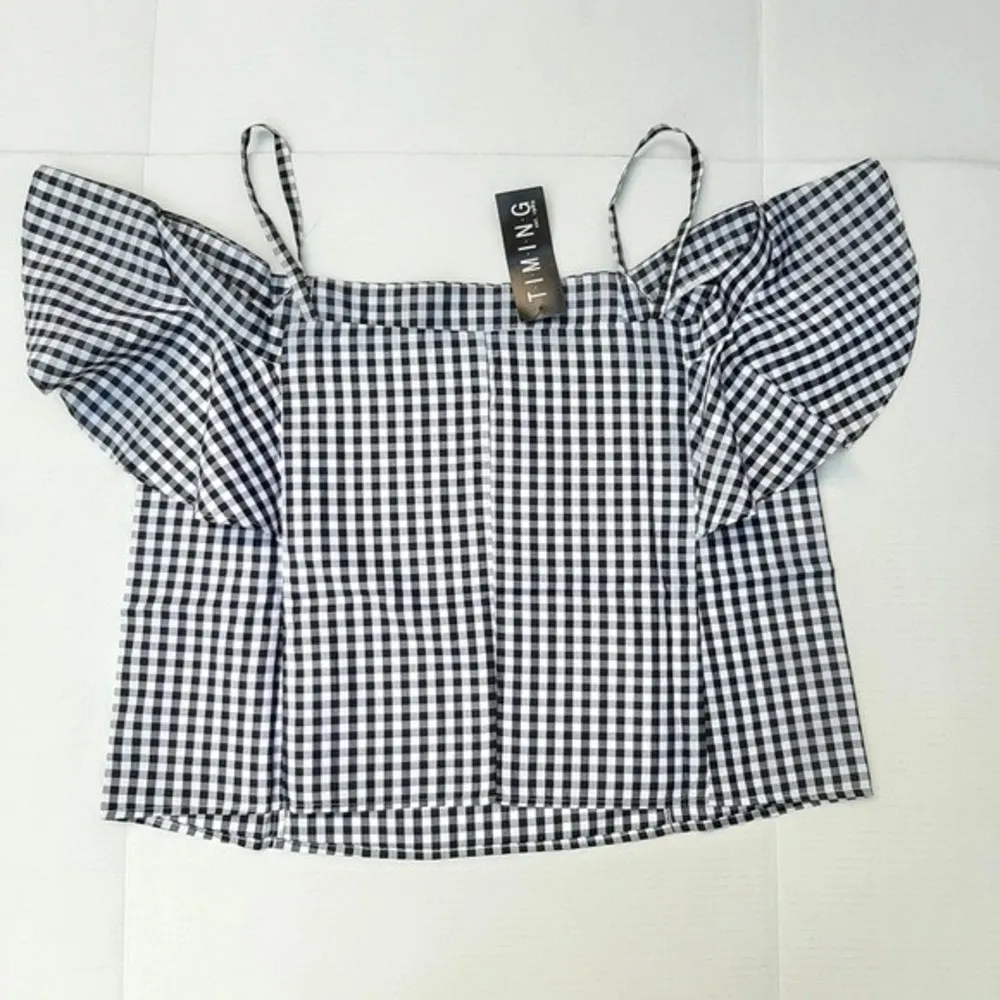 Timing  Checkered Off Shoulders Top Size L - Image 3