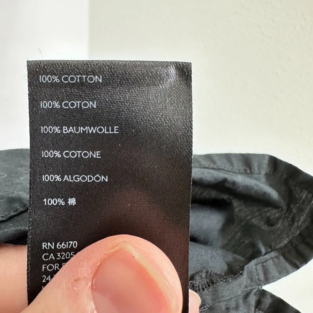 Maeve Anthropologie Black‎ Mock Neck Ruffle Hem Poplin Cotton Blouse Size 4 - Image 4