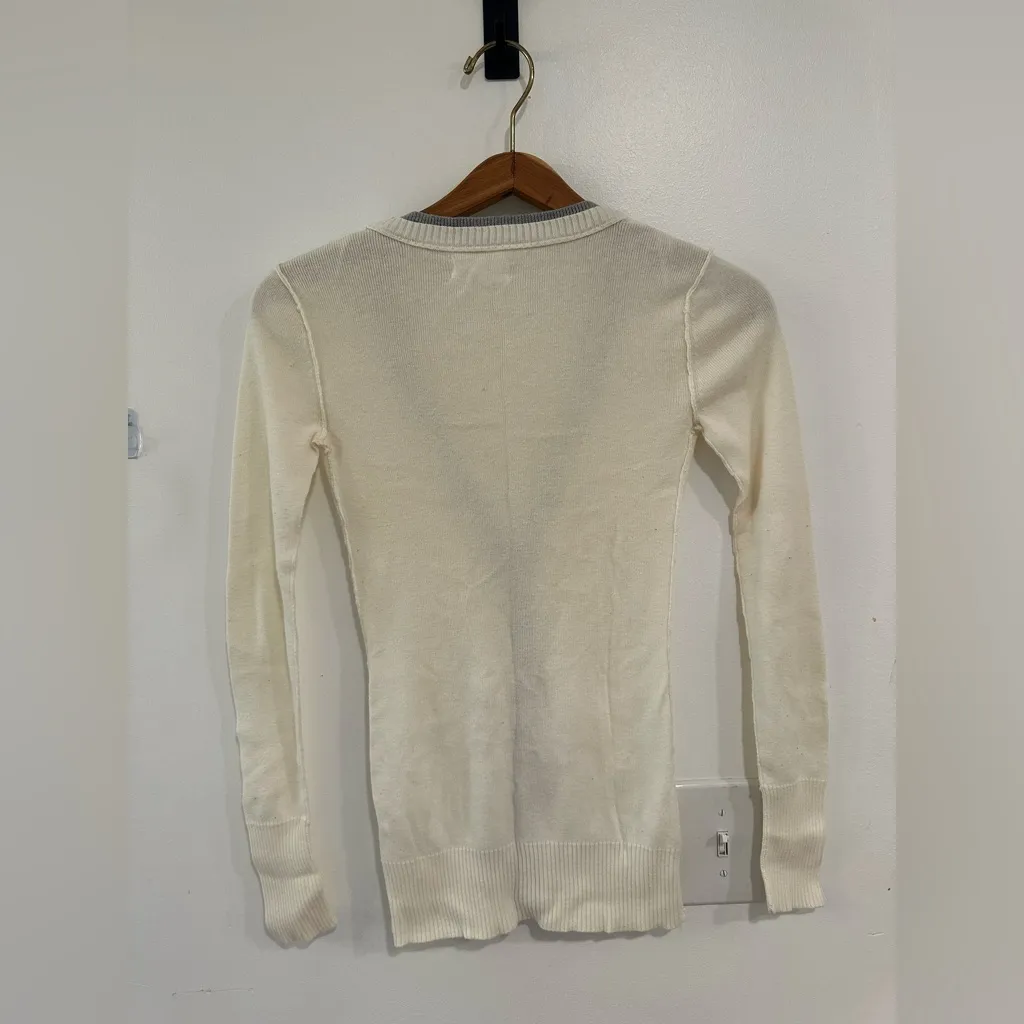 Aeropostale Y2K Vintage Cardigan Women’s Size XS Button Front Cream 2000s Bella - Image 5