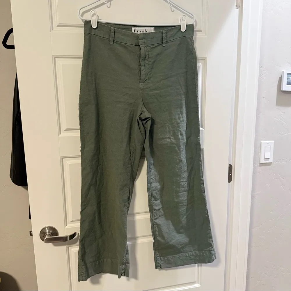 Frank & Eileen Hunter Green Wexford Wide-Leg Linen Pants Size 6 - Image 4