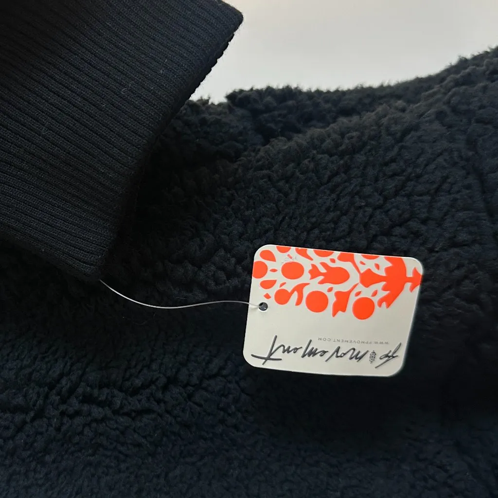 FREE PEOPLE Fall To Rise Fleece Quarter Snap in Black Combo Size Medium NWT White - Image 6