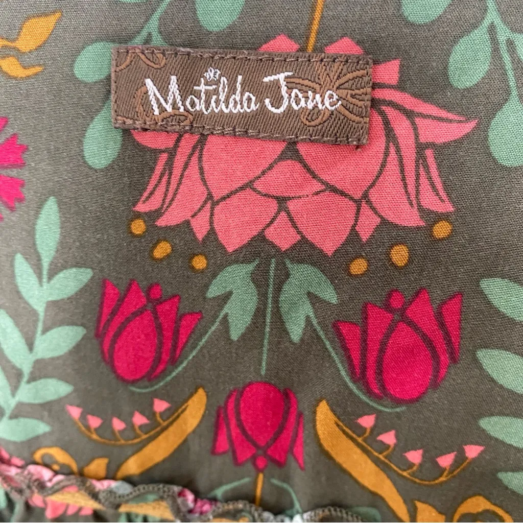 Matilda Jane Floral Eyelet Lace Ruffle Hem Sleeveless Sundress Shift Dress M - Image 8