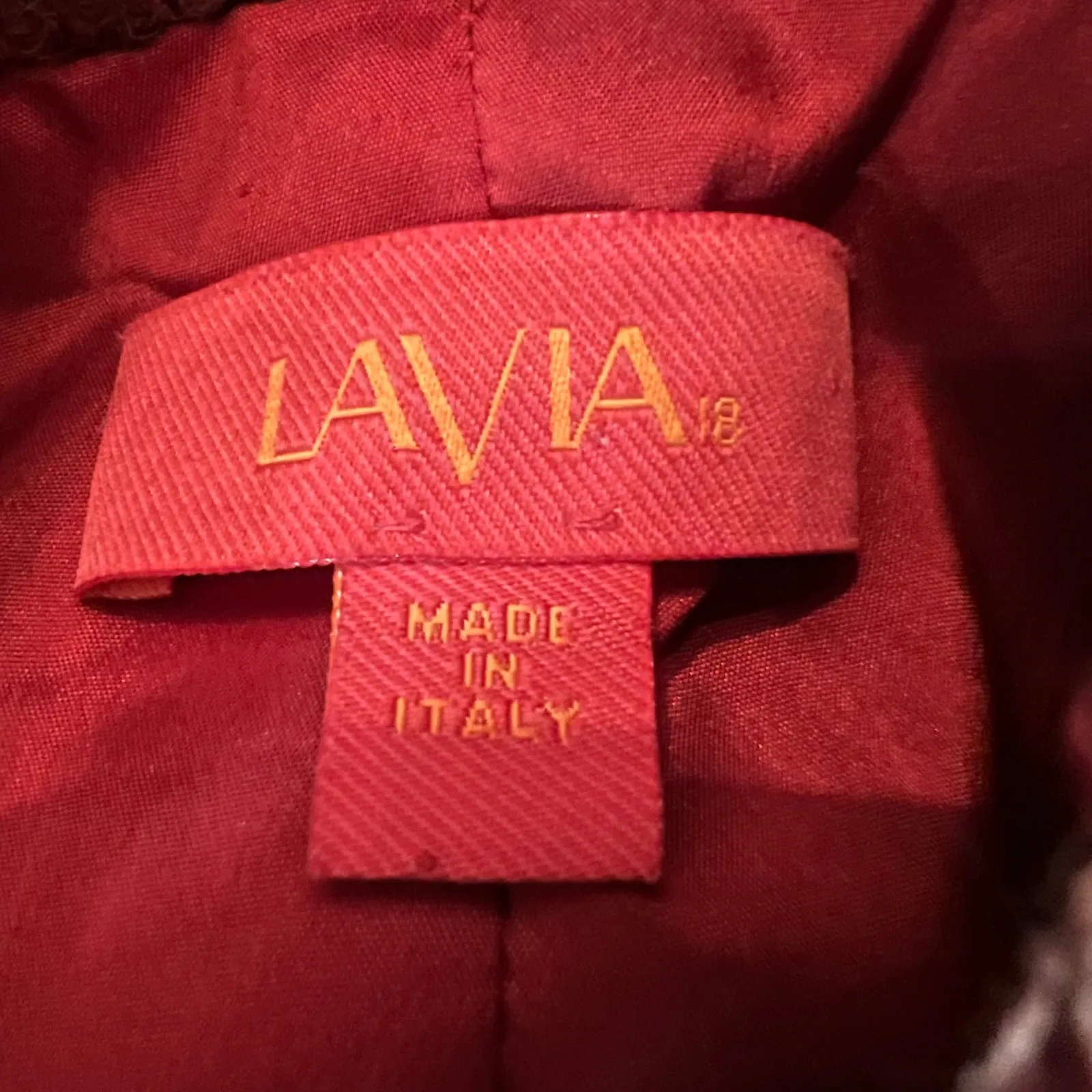 Vintage LaVia18 Made in Italy Wool Tweed Plaid Blazer Jacket Red Brown US 10 M - Image 10