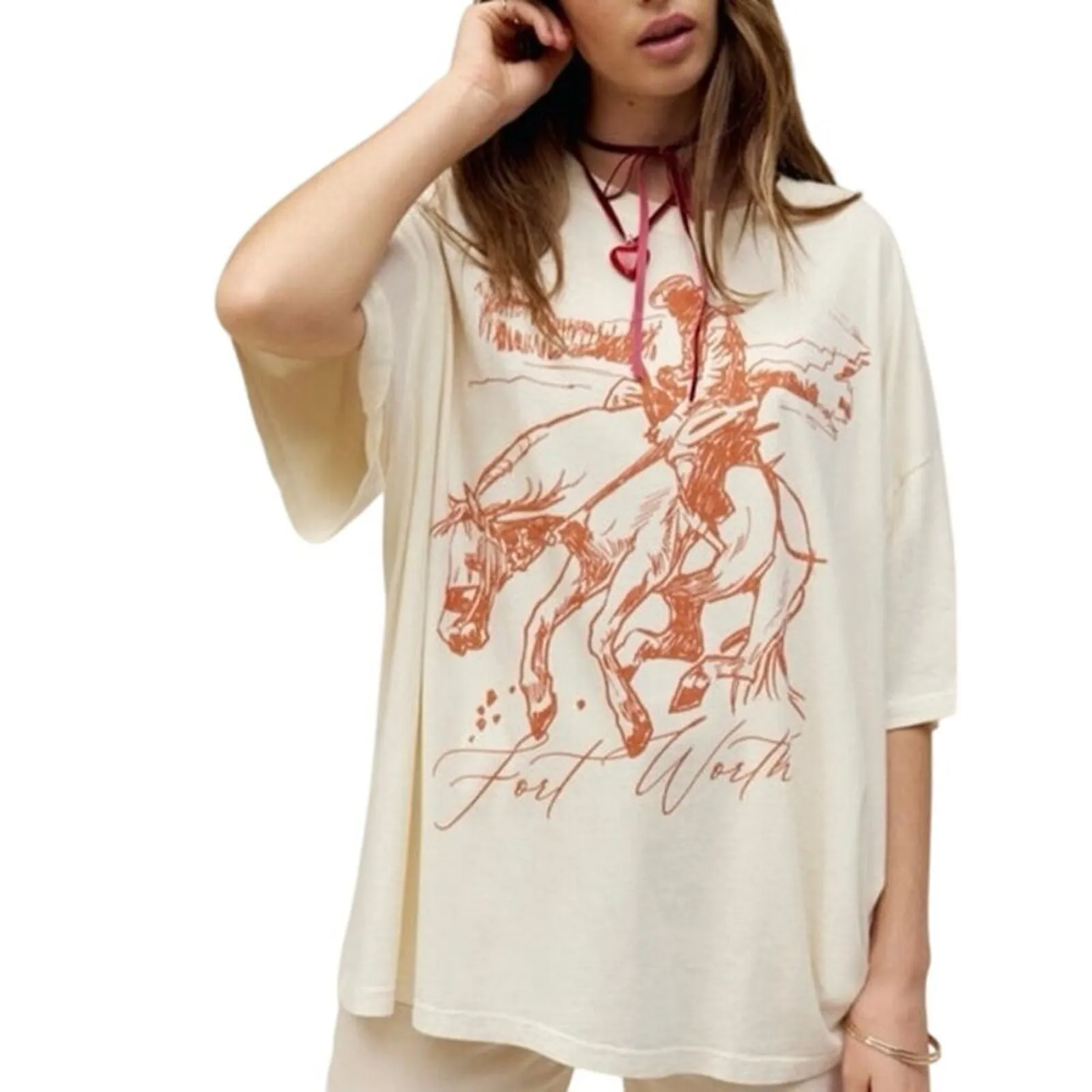 DAYDREAMER Fort Worth One Size (OS) Tee in Stone Vintage New w/o Tag MSRP $88 - Image 6