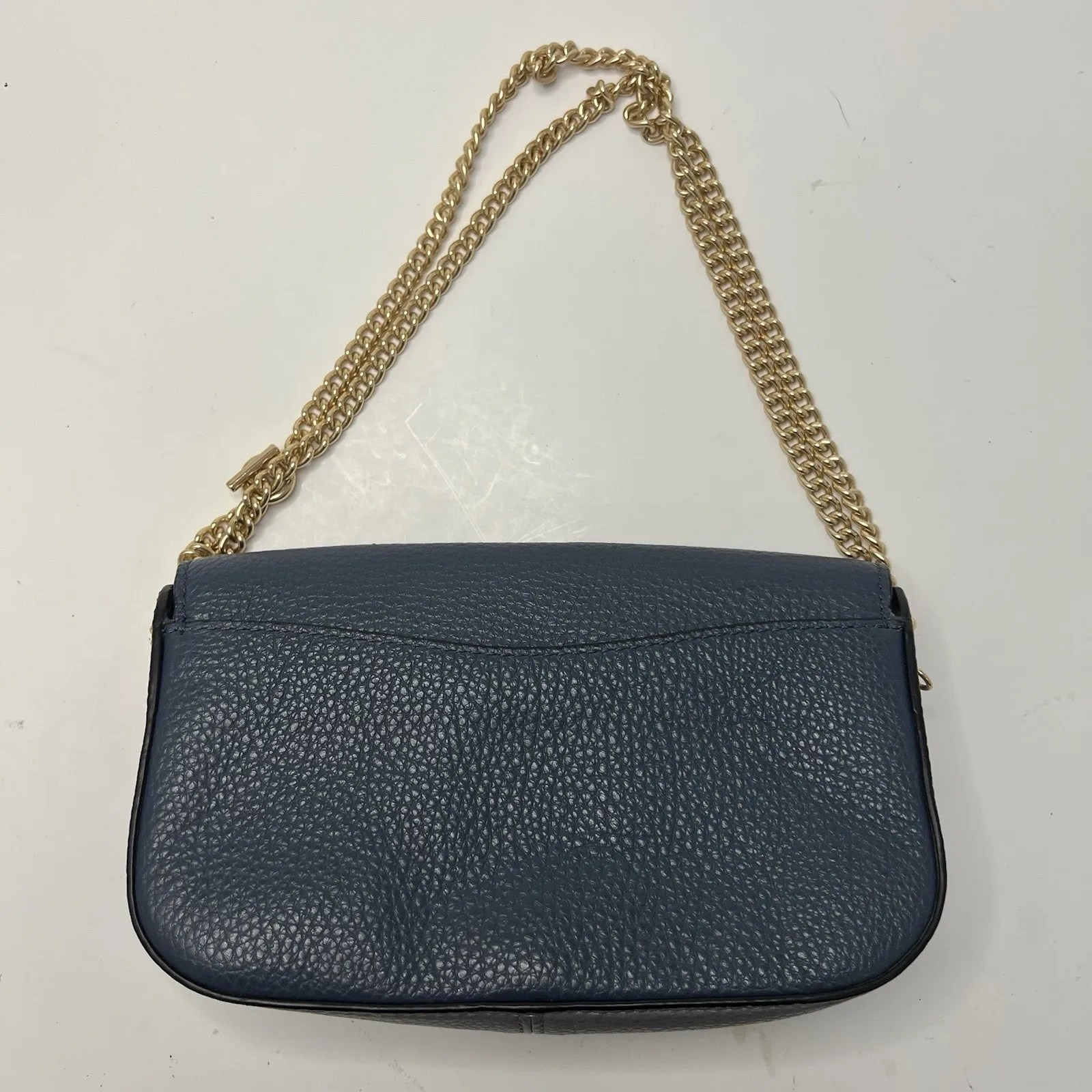 Coach Kleo Crossbody Navy Blue Suede Denim Leather Chain Gold Strap Mini Purse - Image 7