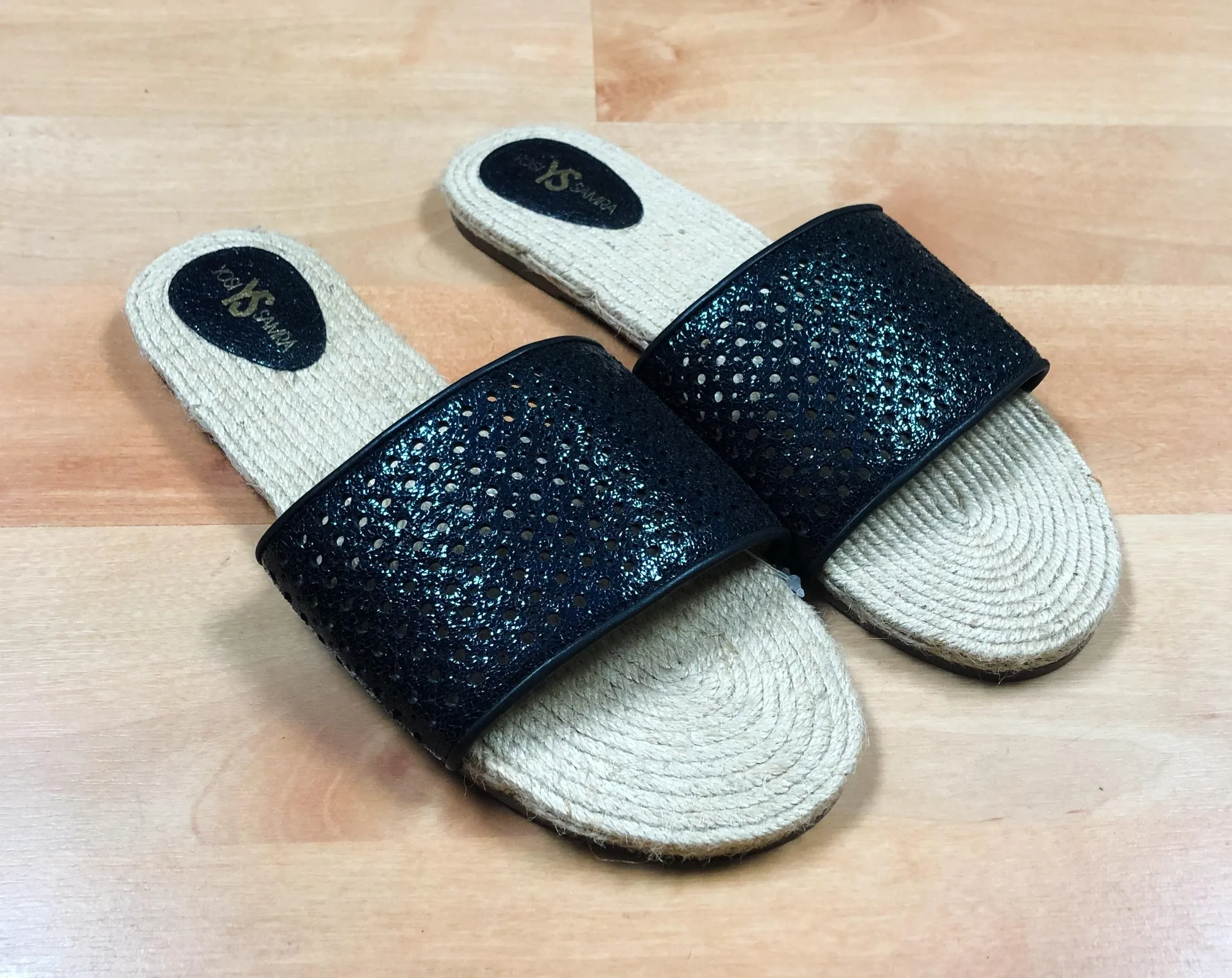 Yosi Samra Reese Espadrille Slides Sandals Black Size 10 - Image 2