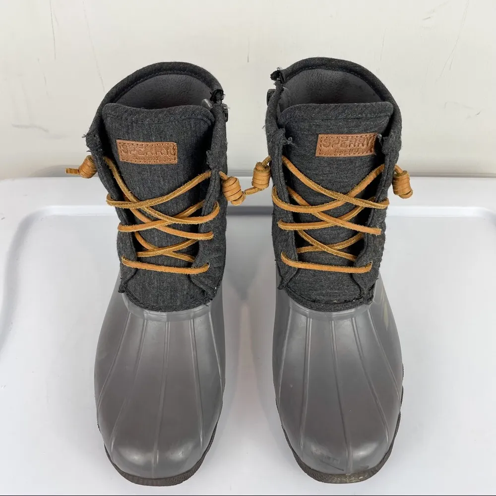 Sperry Top Sider Saltwater Duck Boots Grey Two Tone Quilted Womens 7.5/8 Girls 6 - Image 4