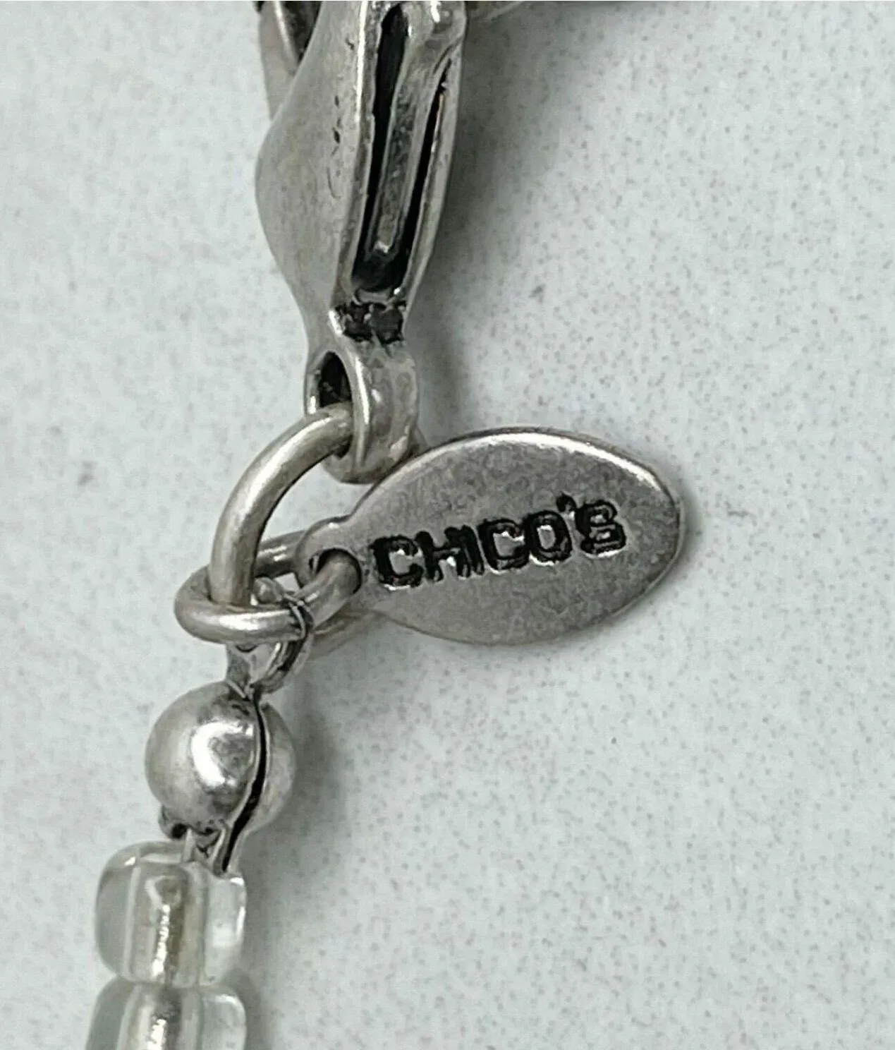 Chicos Silver Tone Blue Beaded Faux Suede Braided Long Necklace ✨ - Image 11