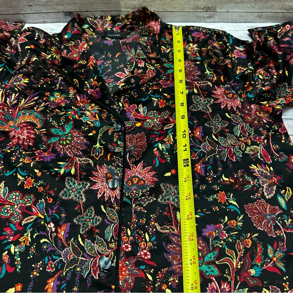 Natori Women’s Multicolor Floral Satin Loungewear pajama set size M Black Size M - Image 9