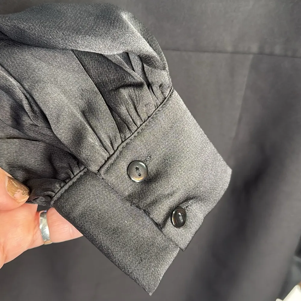 Lulus Longtime Crush Black Puff Shoulder Long Sleeve Mini Dress W1187 Sz S - Image 8