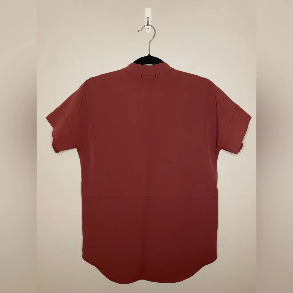 Figs Technical Collection Short Sleeve Button Top, Dark Cherry, Size XS, NWOT - Image 2