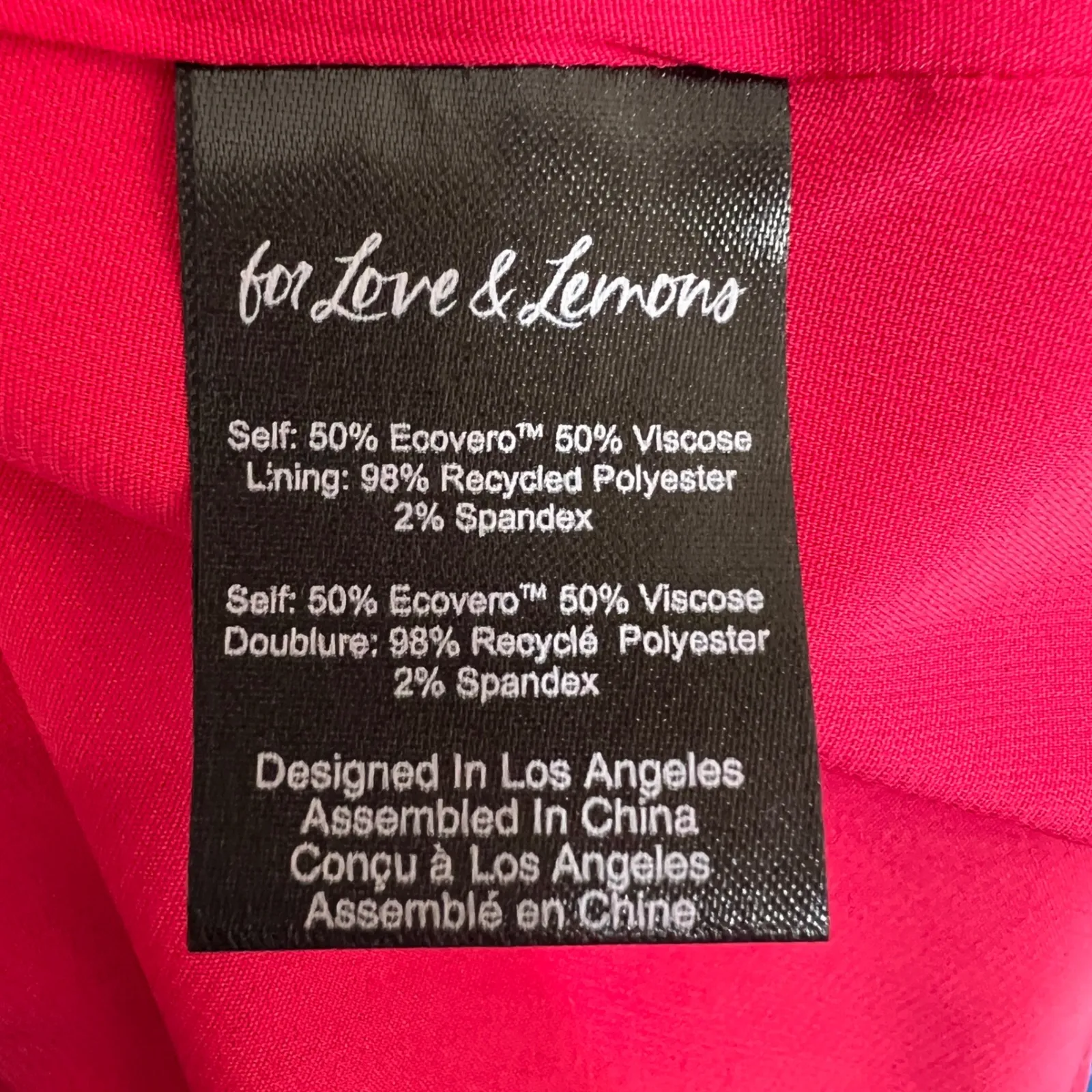 For Love & Lemons Mini Dress Floral Bustier Pink Red Satin Strappy Back Lg New - Image 7