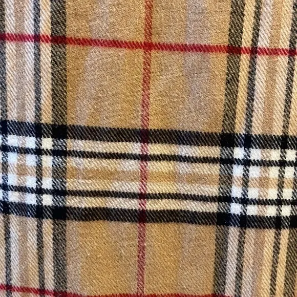 Classic Women or Men Large Plaid Darker Tan,ā Blue, Red & White Scarf Tan - Image 4