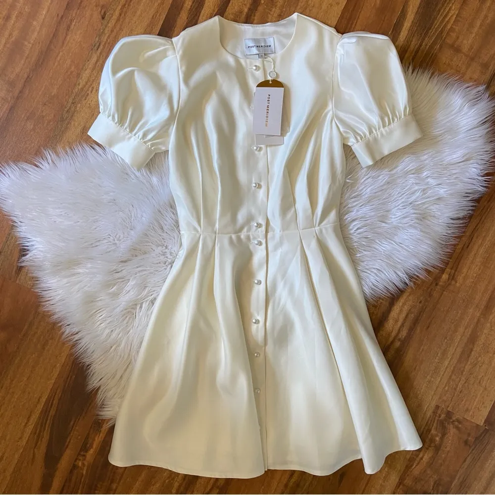 Puff Sleeve Button Front Mini Dress - Image 15