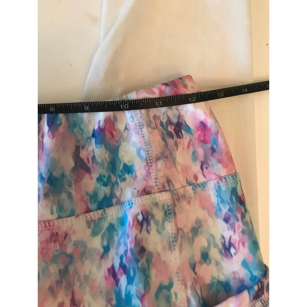 pbx pro pink and blue cotton candy like print athletic leggings size small - Image 9