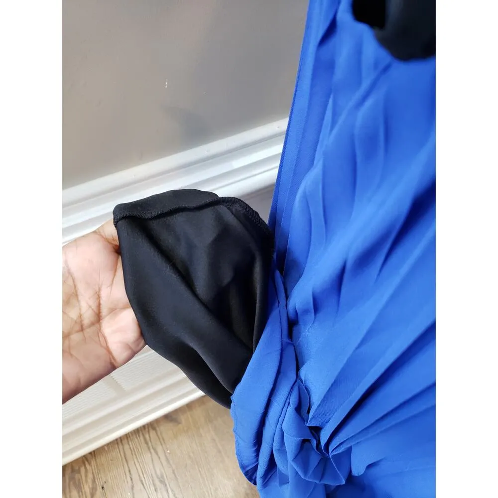 Thalia Sodi Dress Women's M Blue Black Sleeveless Pleated Polyester - Image 9