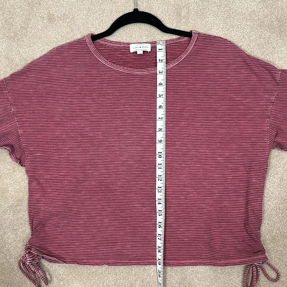 Lucky Brand Stripe Boxy Oversized Boho T-Shirt Flutter Sleeve Women Small - Image 7