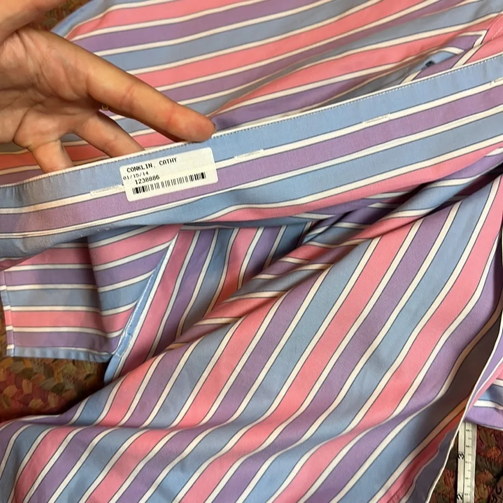 FOXCROFT PASTEL VERTICAL STRIPE BUTTON UP LONG SLEEVE - Image 5