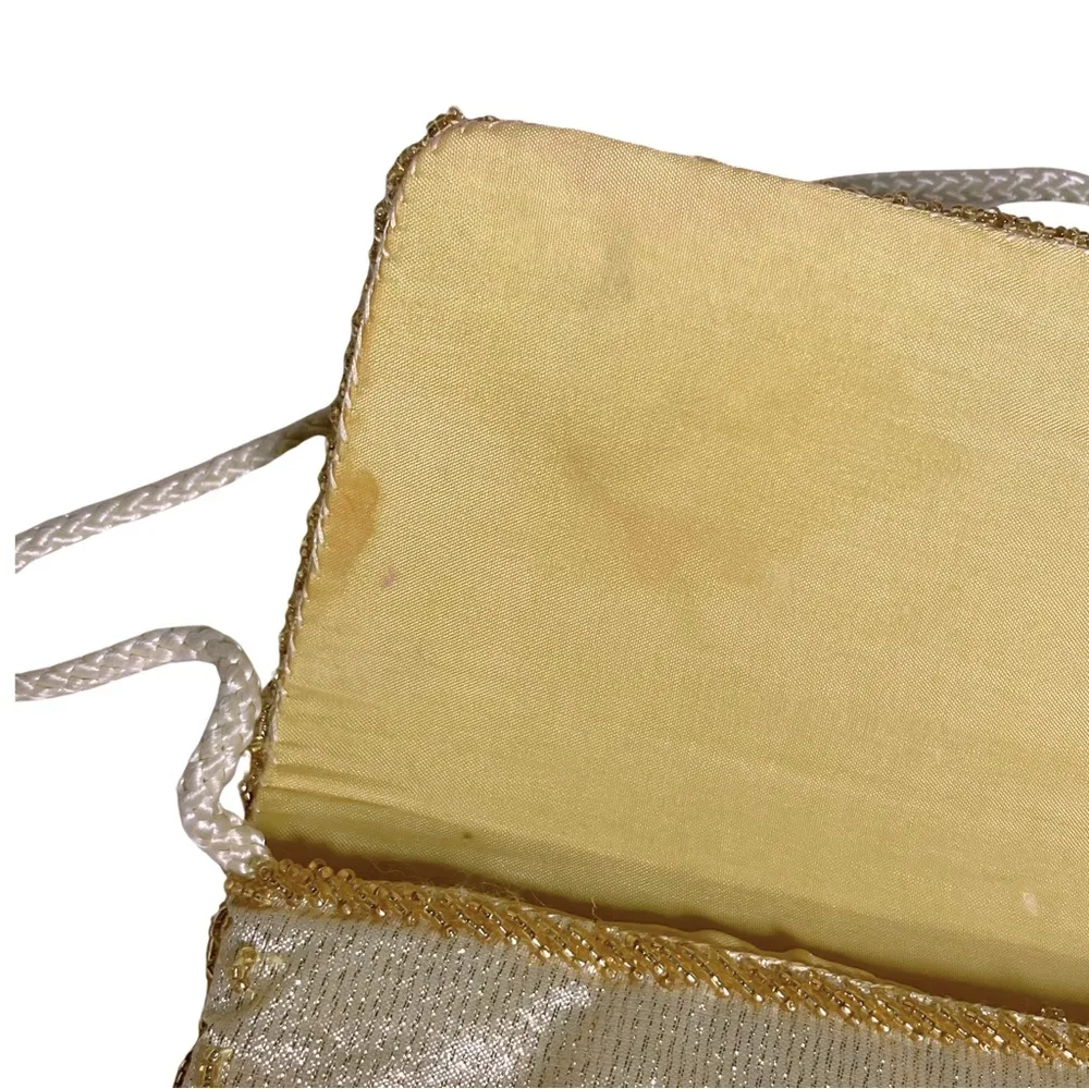 Vtg Formal Gold Beaded Art Deco Large Envelope Clutch Shoulder Strap Prom Bag - Image 8