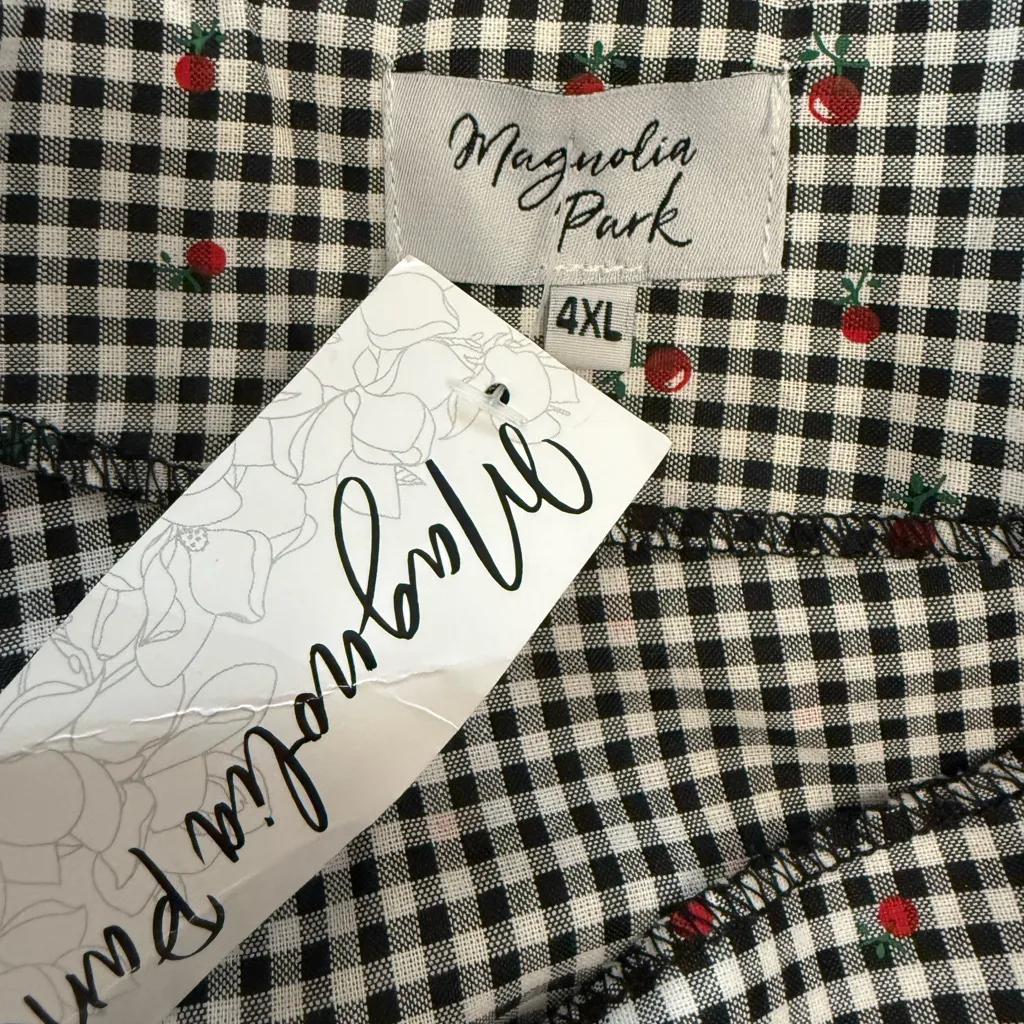 NWT Magnolia Park Gingham Swing Dress in Black and White & Cherries Size 4XL - Image 4