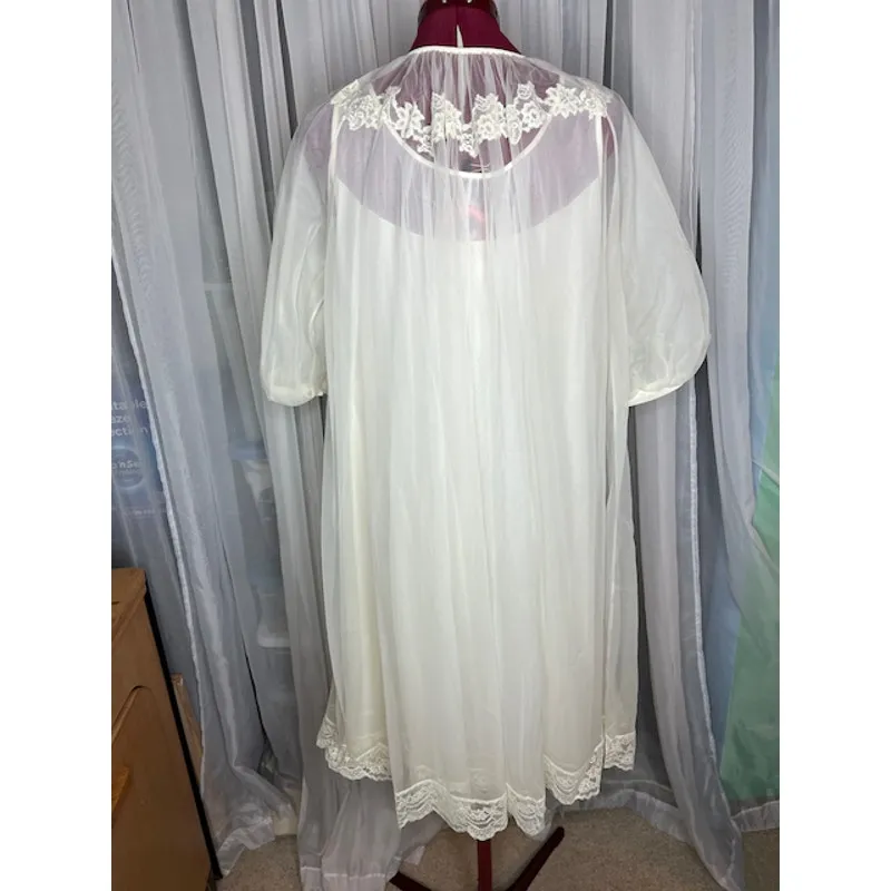 nightgown sheer robe set lace romantic - Image 9