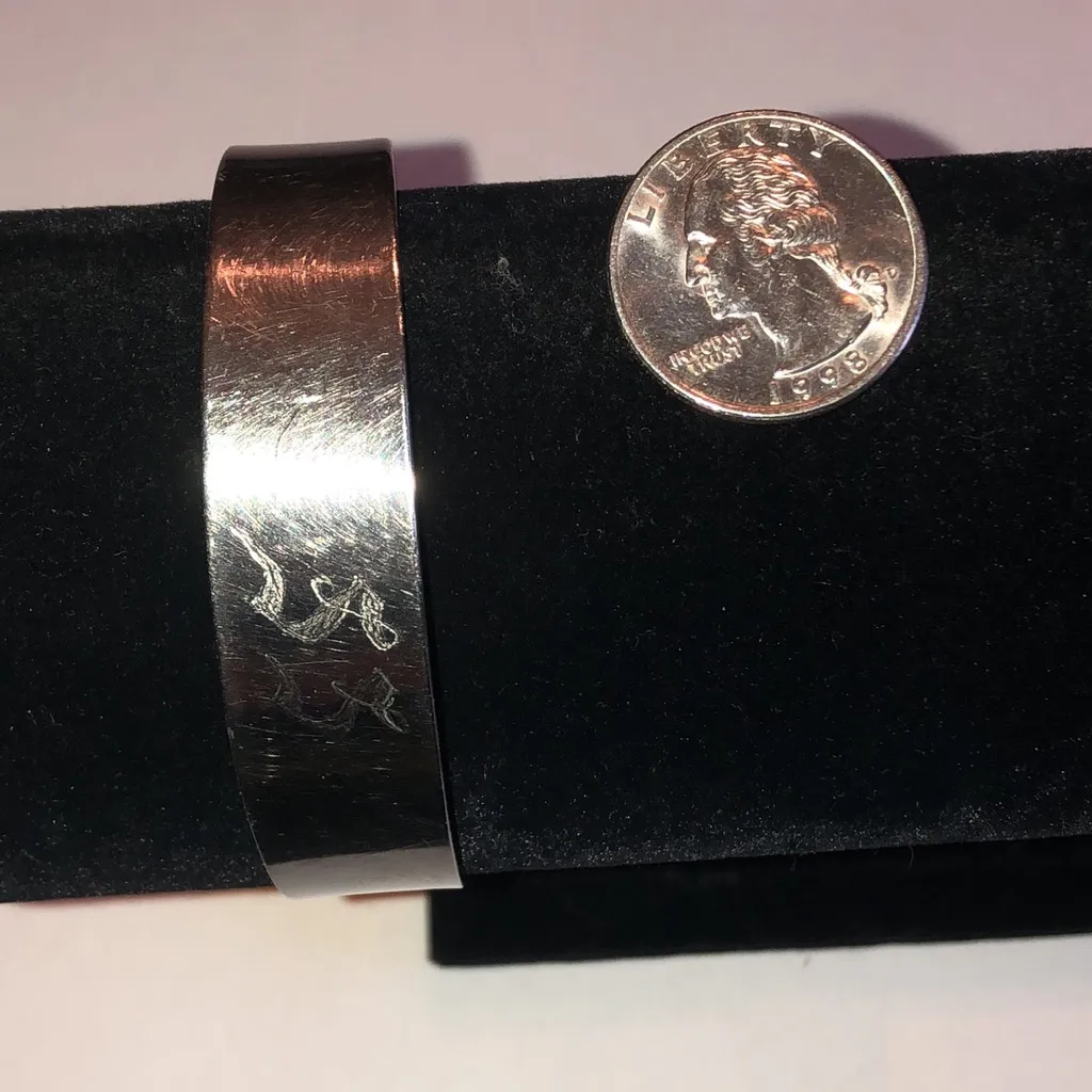 Silver Tone SS Engraved Cuff Bracelet - Image 7