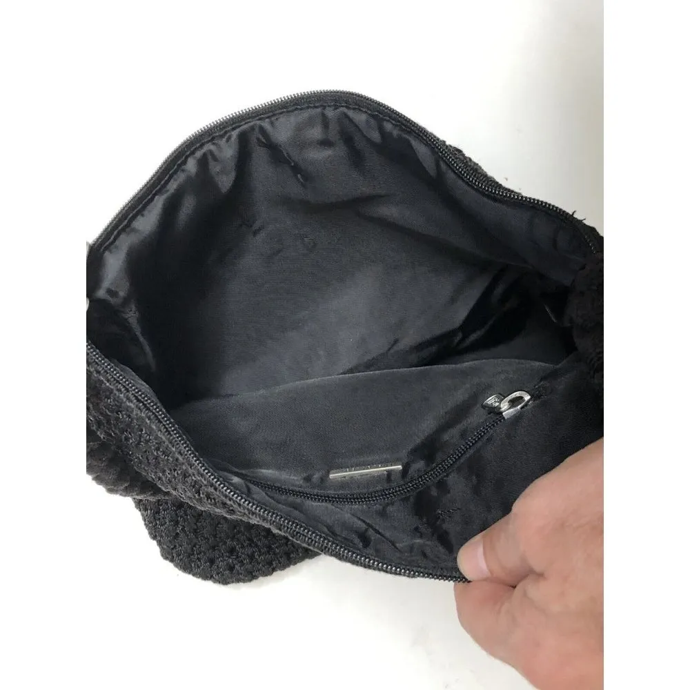 The Sak Black Macrame Tote Purse Shoulder Bag Medium Zipper Closure Boho Chic - Image 6