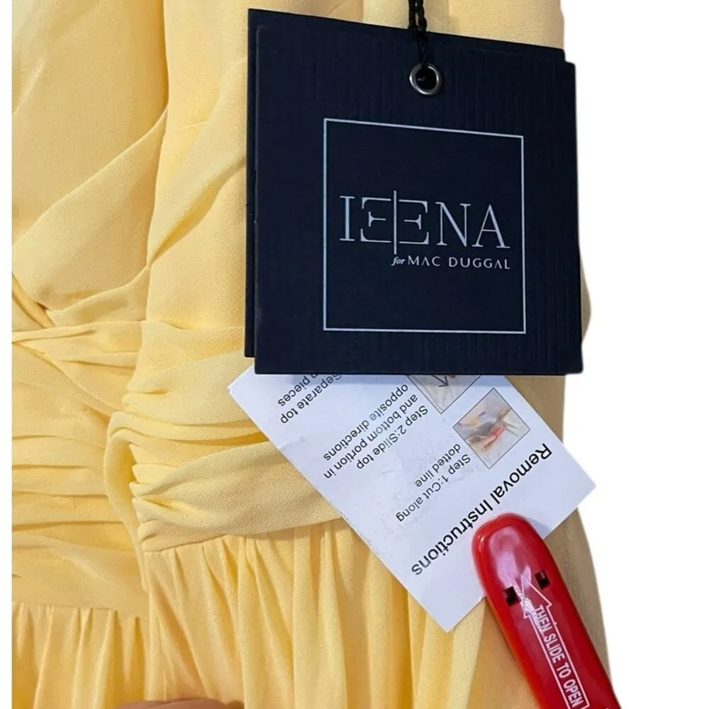 Mac Duggal NWT 20 Style A 55793 Chiffon Faux Wrap A Line Gown Buttercup Yellow - Image 4
