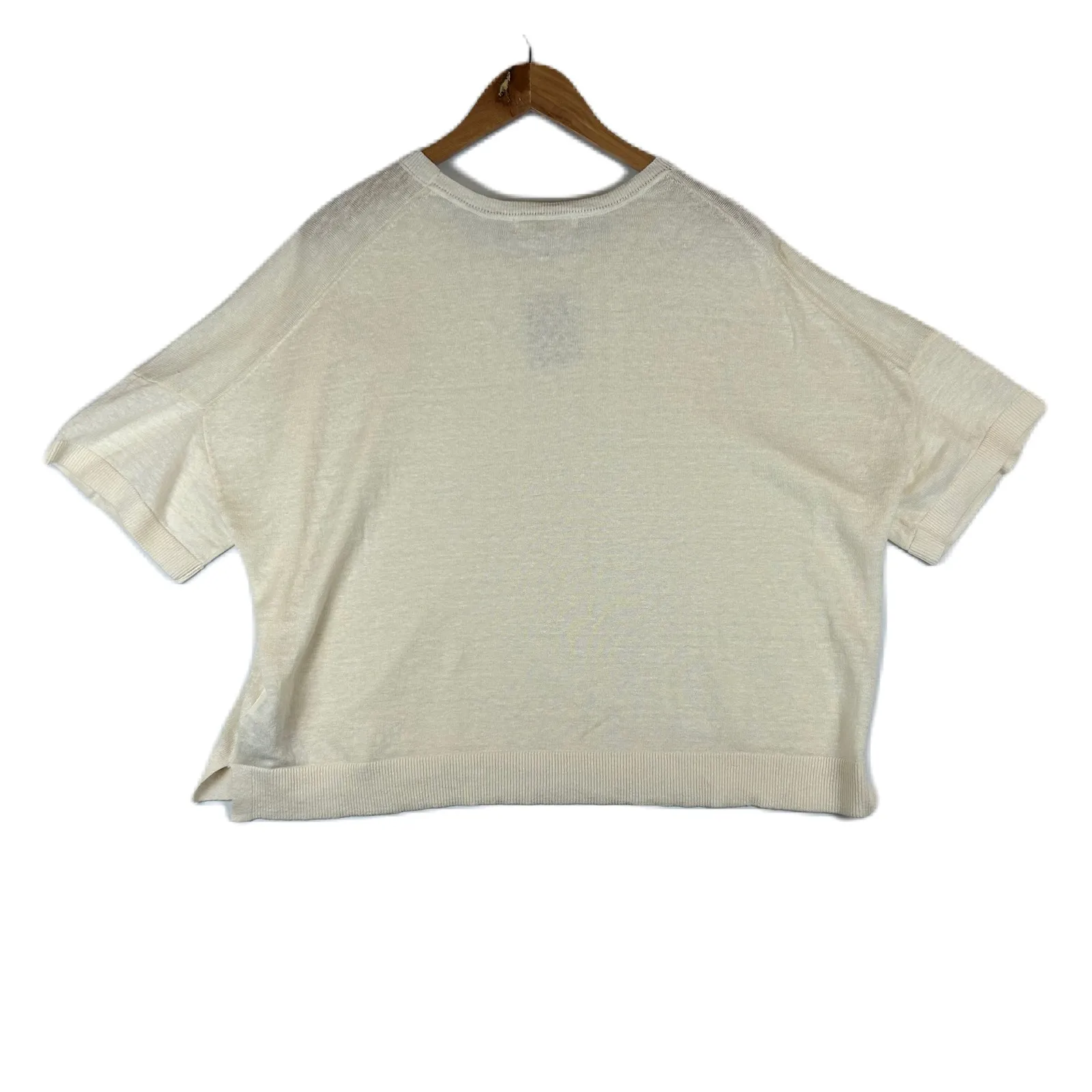 Boden Ivory Linen Knit Sweater Top Boxy Oversized Short Sleeve Women's XL NEW - Image 2