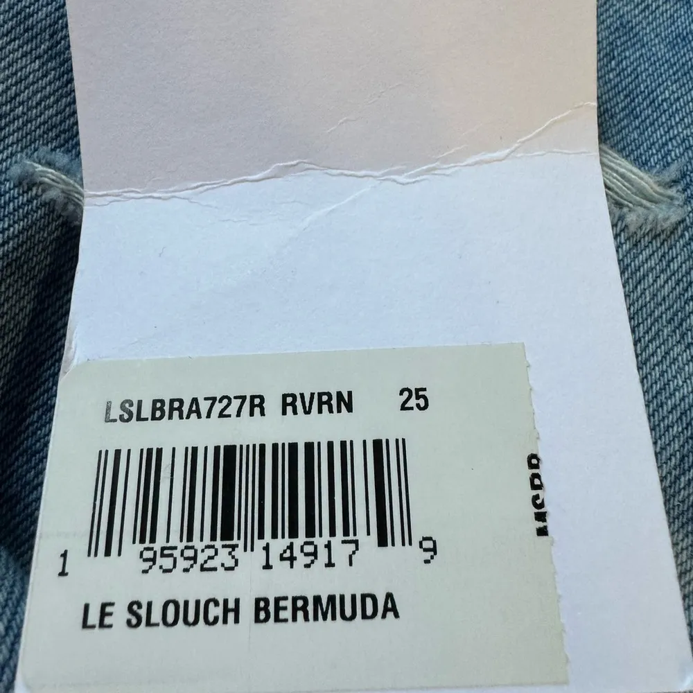 Frame Le Slouch Bermuda Riverrun Distressed High Rise Denim Jean Shorts Size 25 - Image 7