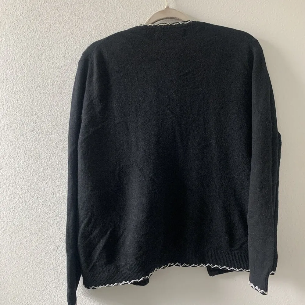 Maurada Womens Size Large Multicolor Embellished Lambswool Angora Blend Cardigan - Image 3