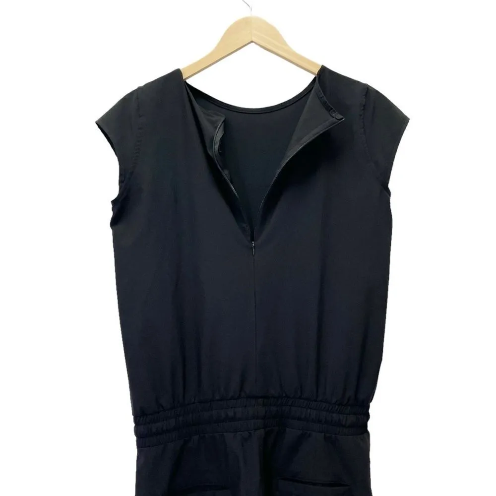 Albion Fit Cap Sleeve Jumpsuit Black Elastic Waist One Piece Size ST Small Tall - Image 7