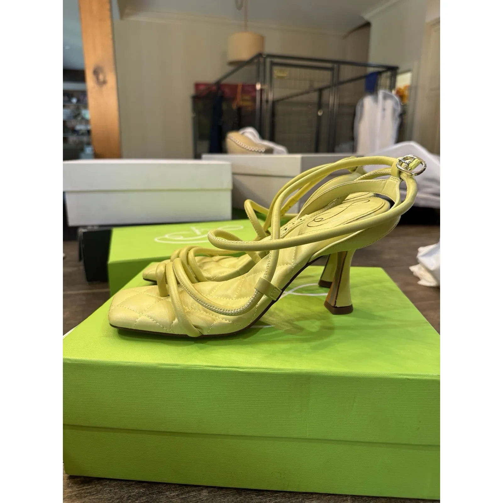 Sam‎ Edelman MAVEN PADDED STRAPPY HEEL In Kiwi Leather Size 8 Sandal - Image 4