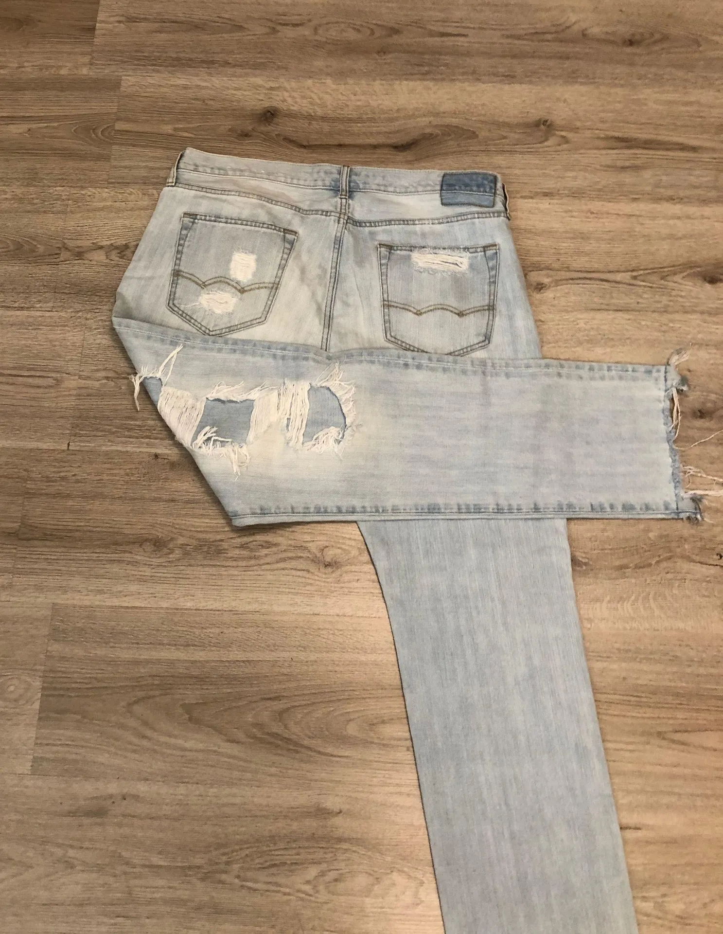 American Eagle Outfitters Unisex Jeans SZ 36/32 Distressed Ripped 100% Cotton Slim Straight - Image 6