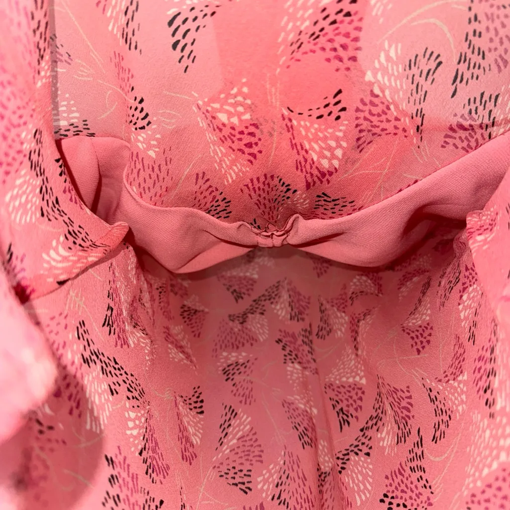 Vintage Y2K The‎ Limited Silk V Neck Ruffle Pink Blouse Size Medium - Image 6