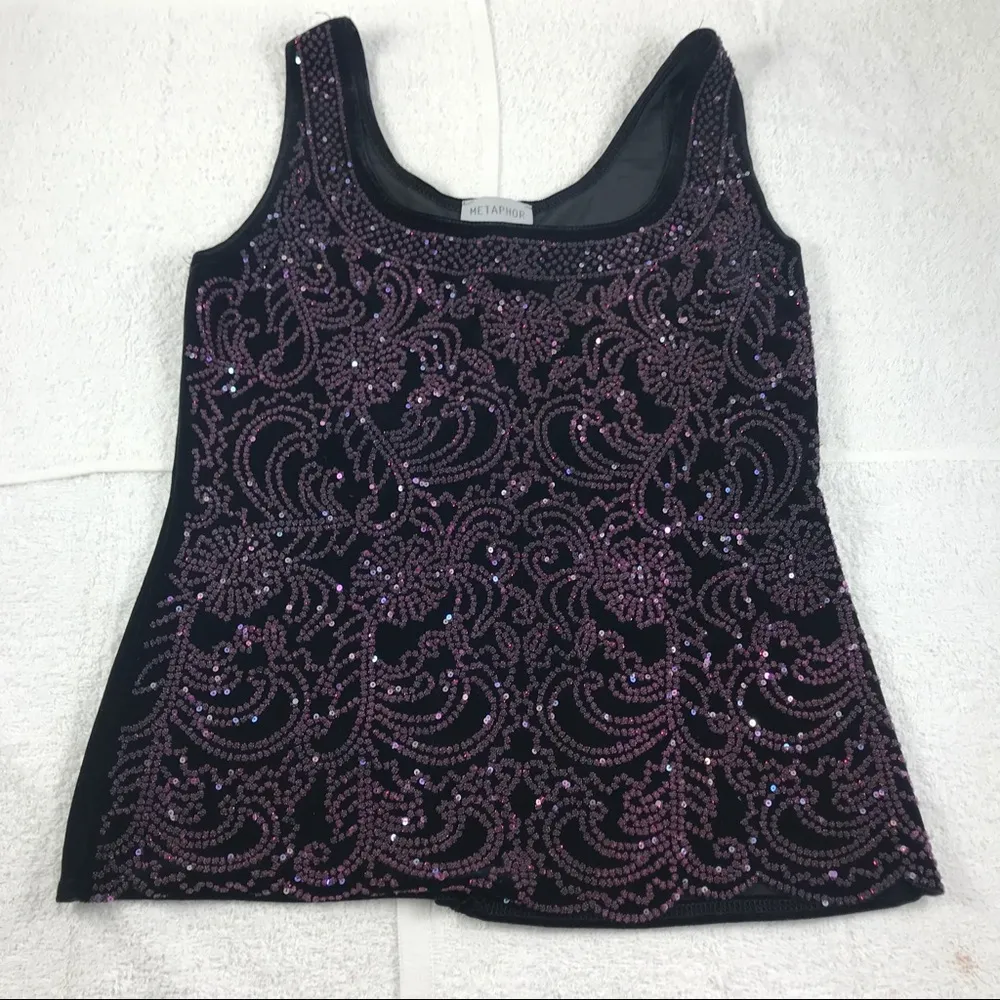 Metaphor MD  black velvet purple jewel top - Image 2
