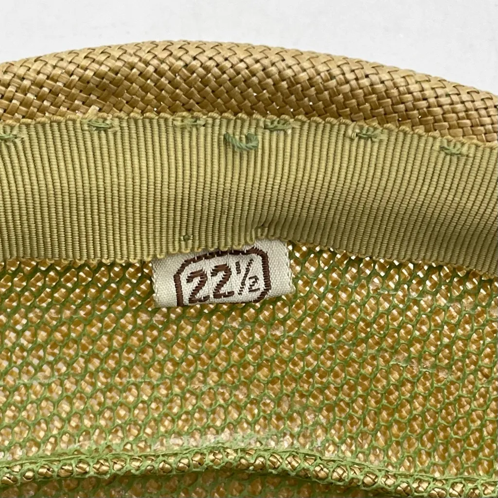 Vintage 1950s Ombre Silk & Straw Pillbox Hat Rhinestone Clip With Mesh Veil 22.5 Green - Image 13