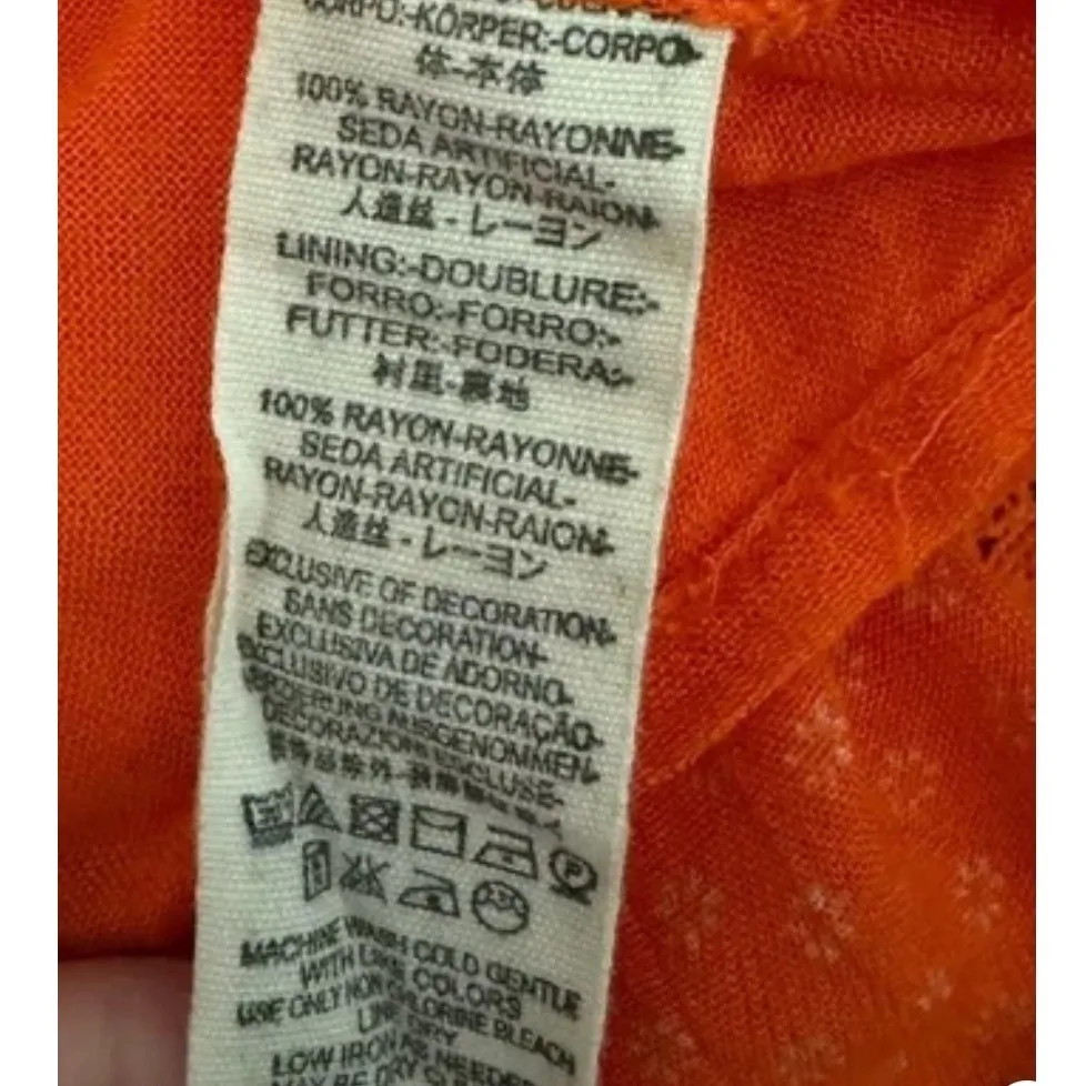 Free People Retro A-line Mini Babydoll Dress Tangerine Eyelet Size XS Oversize‎ - Image 12