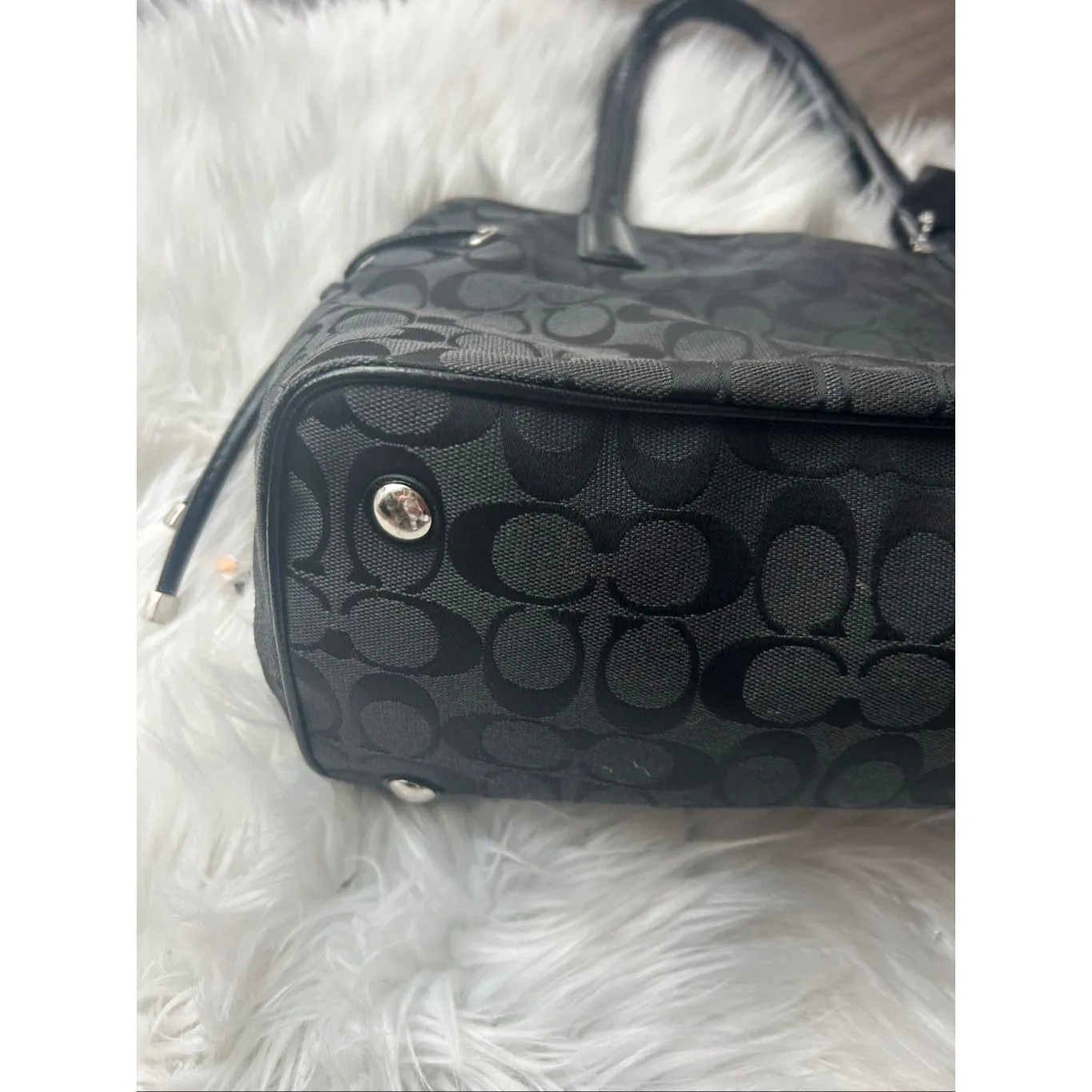 Coach Black Signature Python Stripe Carryall shoulder Bag 14x10x6 hobo - Image 3