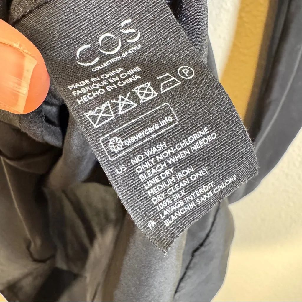 COS Black Silk Mini Dress Womens 2 Closet Staple LBD Lagenlook Quiet Luxury - Image 8