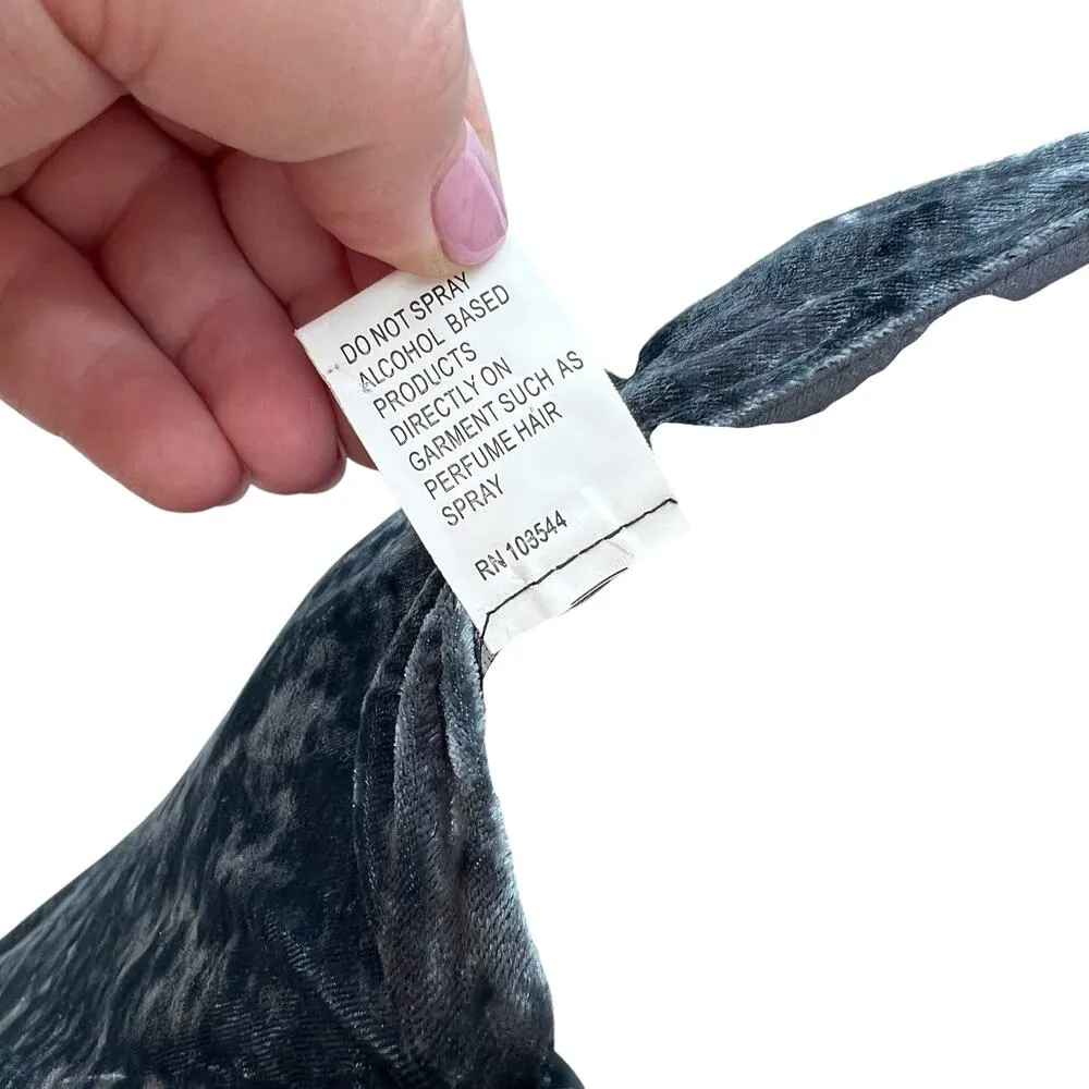 La Femme 25659 Strappy Plunging Velvet‎ Slit Dress Gown Blue Size 6 - Image 17