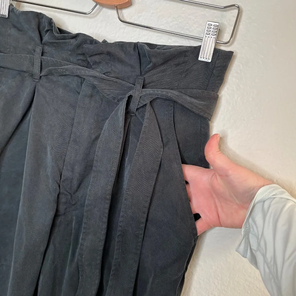 Reformation Womens Black Tencel High-Waisted Paper Bag Waist Belted Pants Size 0 - Image 3