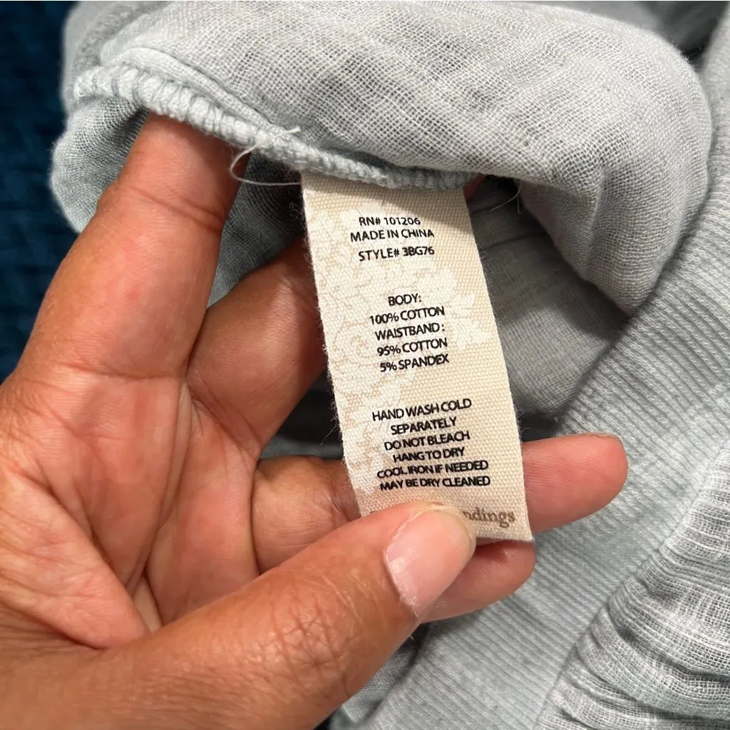 Soft Surroundings Petite Raleigh Gray‎ Gauze Cotton Wide Leg Flounce Hem Pants M - Image 16